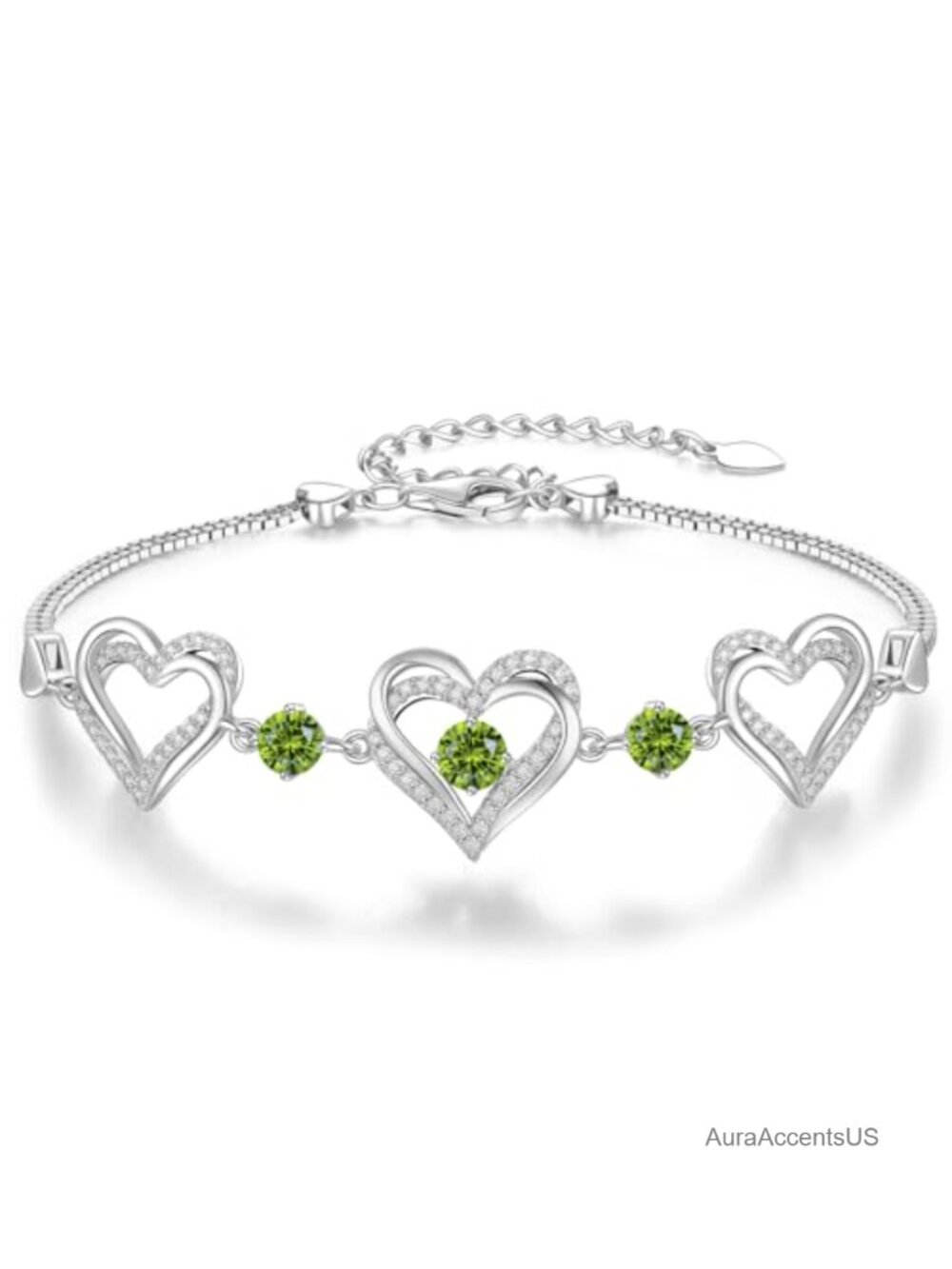Forever Love Heart Birthstone Charm Bracelet Hypoallergenic Nickel-Free